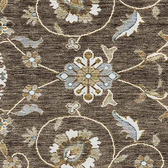 Chocolate Ivory And Gray Moroccan Washable Area Rug With UV Protection Photo 2