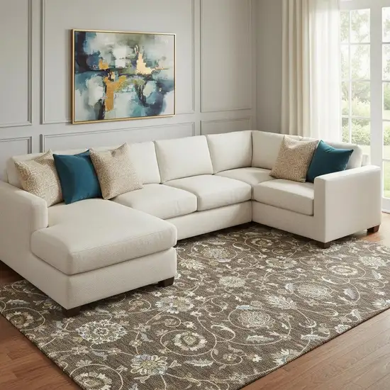 Chocolate Ivory And Gray Moroccan Washable Area Rug With UV Protection Photo 2