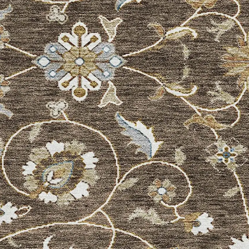 Chocolate Ivory And Gray Moroccan Washable Area Rug With UV Protection Photo 2