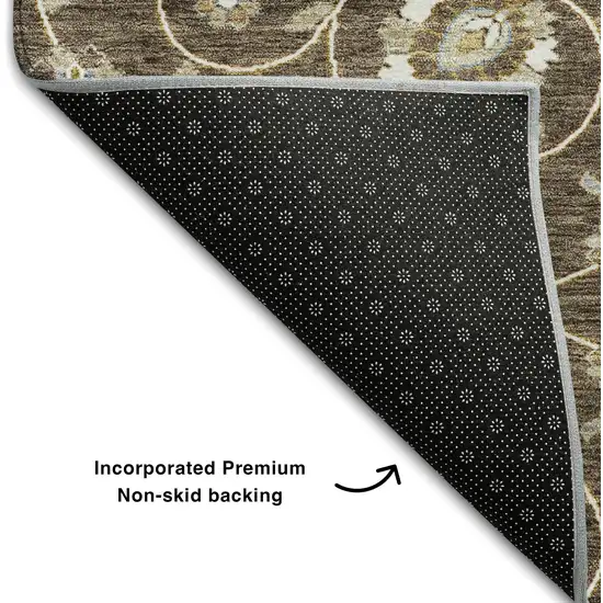 Chocolate Ivory And Gray Moroccan Washable Area Rug With UV Protection Photo 6