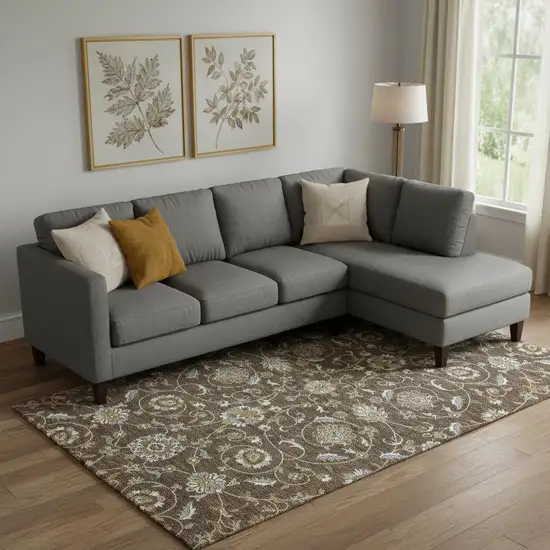 Chocolate Ivory And Gray Moroccan Washable Area Rug With UV Protection Photo 2