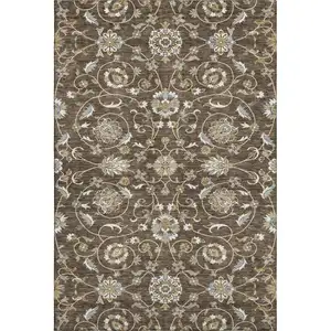 Photo of Chocolate Ivory And Gray Moroccan Washable Area Rug With UV Protection