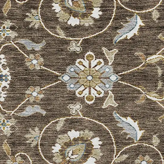 Chocolate Ivory And Gray Moroccan Washable Area Rug With UV Protection Photo 2