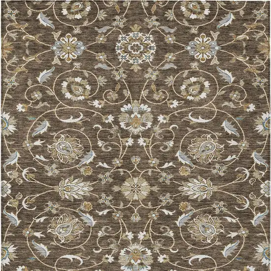 Chocolate Ivory And Gray Moroccan Washable Indoor Outdoor Area Rug Photo 7