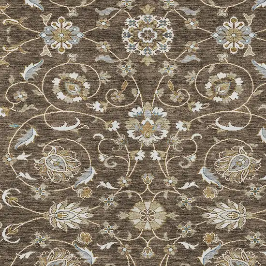 Chocolate Ivory And Gray Moroccan Washable Indoor Outdoor Area Rug Photo 6