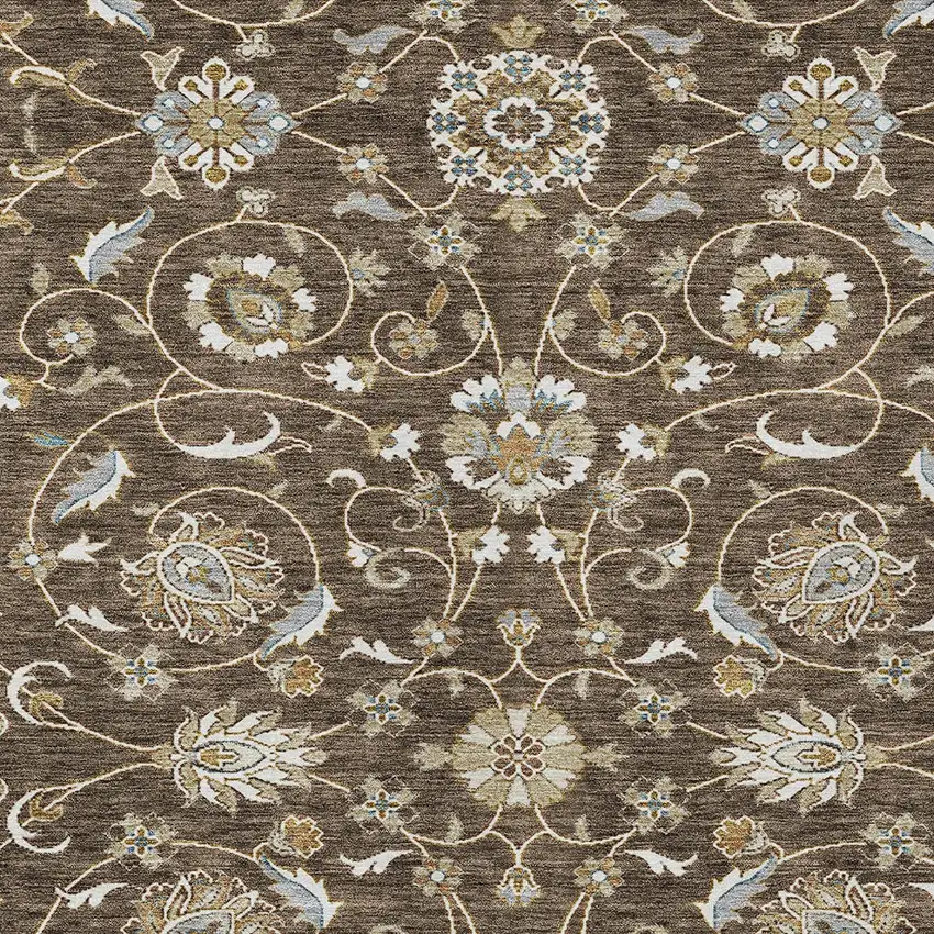Chocolate Ivory And Gray Moroccan Washable Indoor Outdoor Area Rug Photo 6