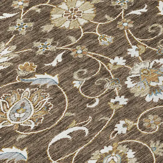 Chocolate Ivory And Gray Moroccan Washable Indoor Outdoor Area Rug Photo 5