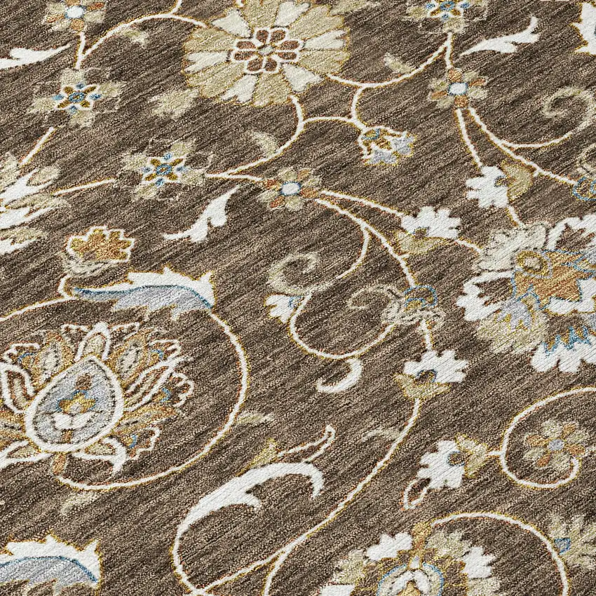 Chocolate Ivory And Gray Moroccan Washable Indoor Outdoor Area Rug Photo 5
