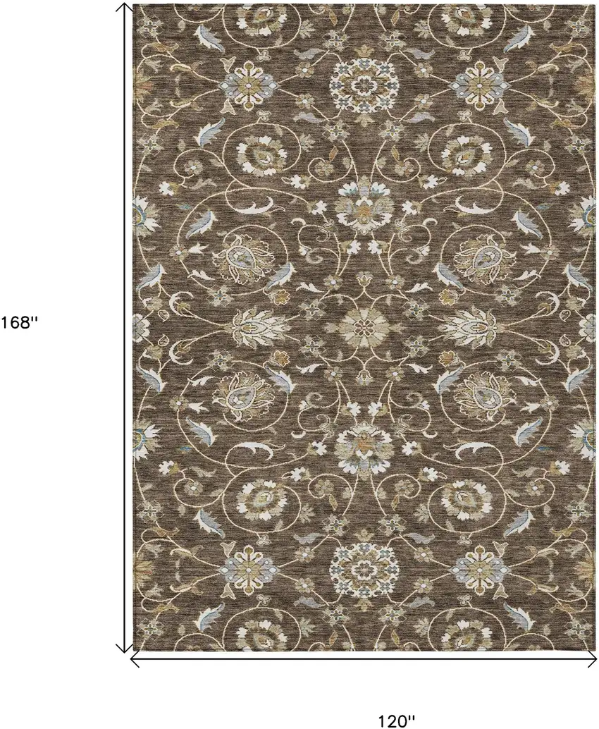 Chocolate Ivory And Gray Moroccan Washable Indoor Outdoor Area Rug Photo 8