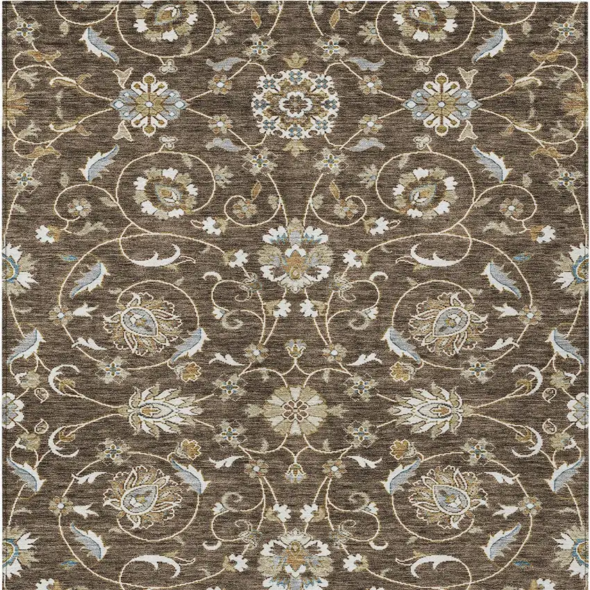 Chocolate Ivory And Gray Moroccan Washable Indoor Outdoor Area Rug Photo 6