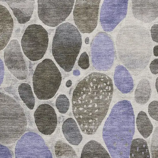 Chocolate Ivory And Lavender Geometric Washable Area Rug With UV Protection Photo 3