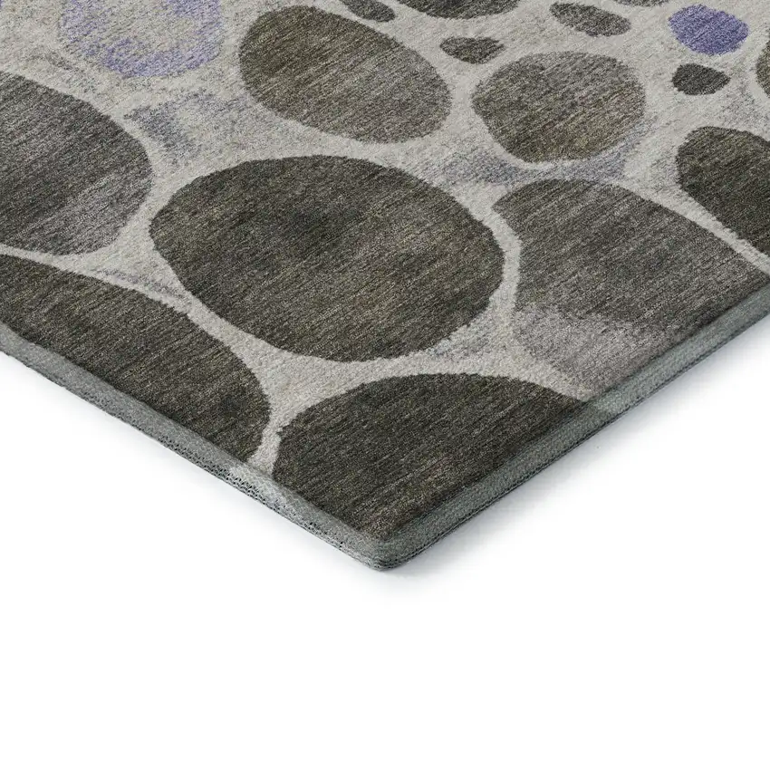Chocolate Ivory And Lavender Geometric Washable Area Rug With UV Protection Photo 8