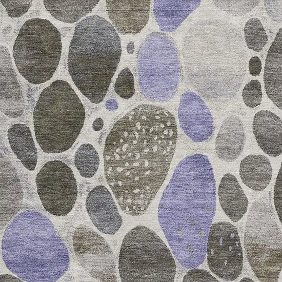 Chocolate Ivory And Lavender Geometric Washable Area Rug With UV Protection Photo 3