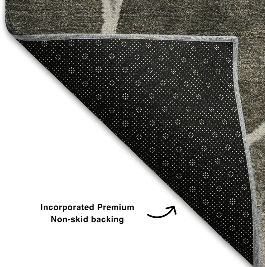 Chocolate Ivory And Lavender Geometric Washable Area Rug With UV Protection Photo 7