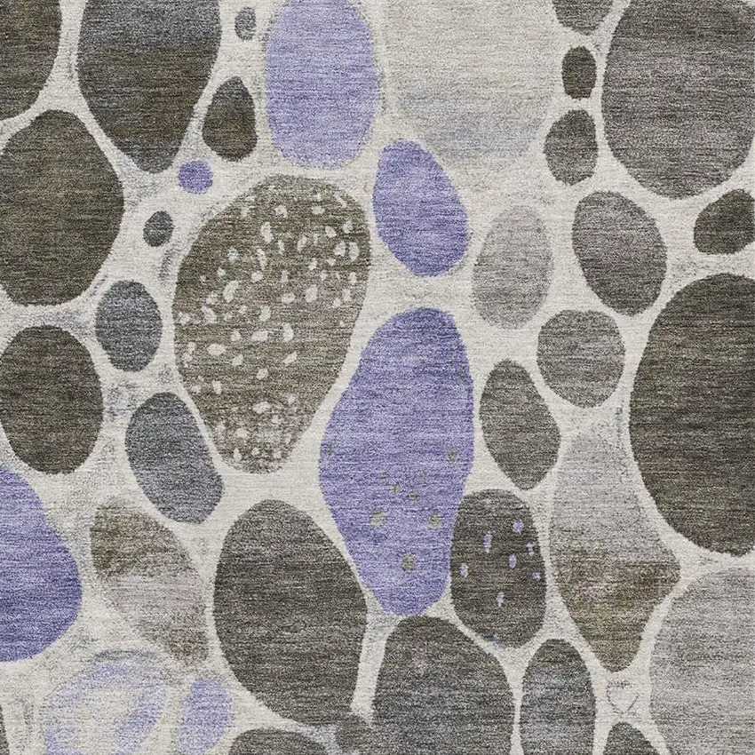 Chocolate Ivory And Lavender Geometric Washable Area Rug With UV Protection Photo 3