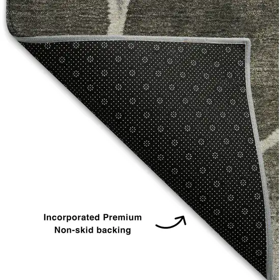 Chocolate Ivory And Lavender Geometric Washable Area Rug With UV Protection Photo 7