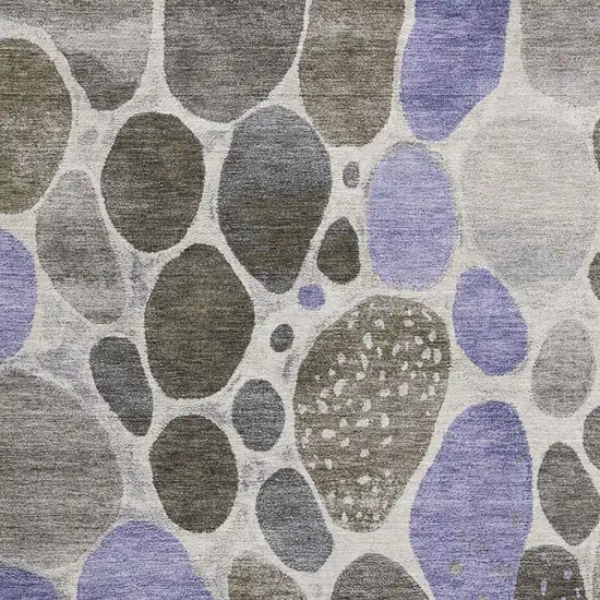 Chocolate Ivory And Lavender Geometric Washable Area Rug With UV Protection Photo 3