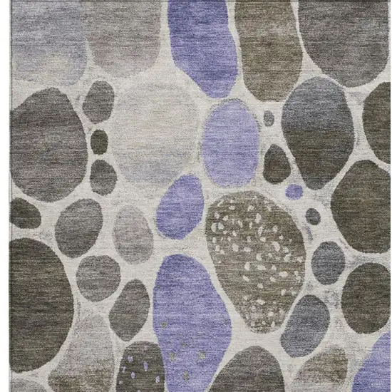 Chocolate Ivory And Purple Geometric Washable Indoor Outdoor Area Rug Photo 3