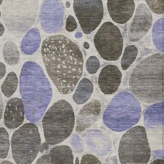 Chocolate Ivory And Purple Geometric Washable Indoor Outdoor Area Rug Photo 3