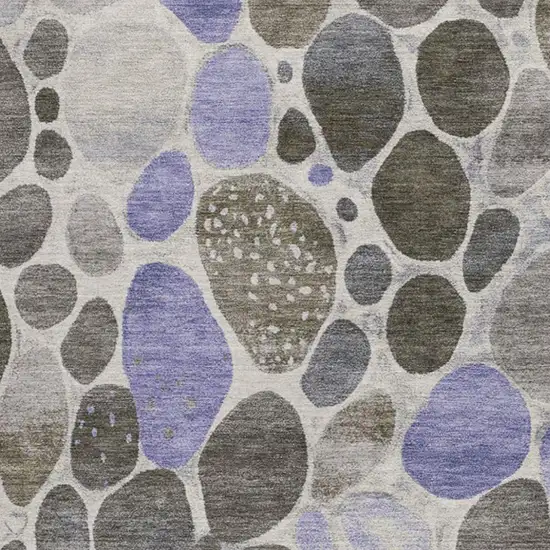 Chocolate Ivory And Purple Geometric Washable Indoor Outdoor Area Rug Photo 3