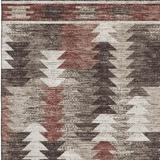Chocolate Ivory And Rust Southwestern Washable Area Rug With UV Protection Photo 3