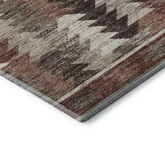 Chocolate Ivory And Rust Southwestern Washable Area Rug With UV Protection Photo 8