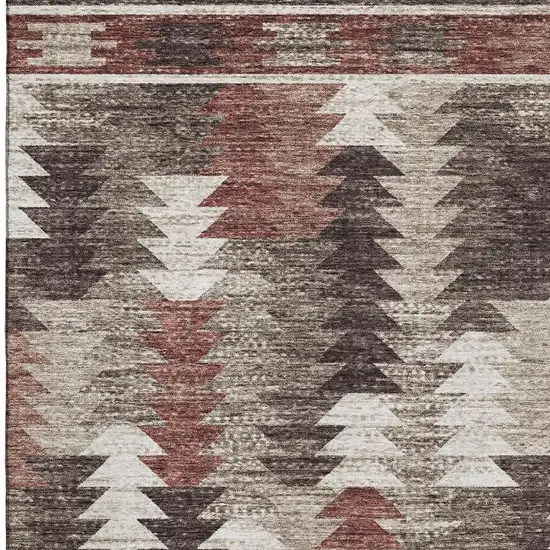 Chocolate Ivory And Rust Southwestern Washable Area Rug With UV Protection Photo 3
