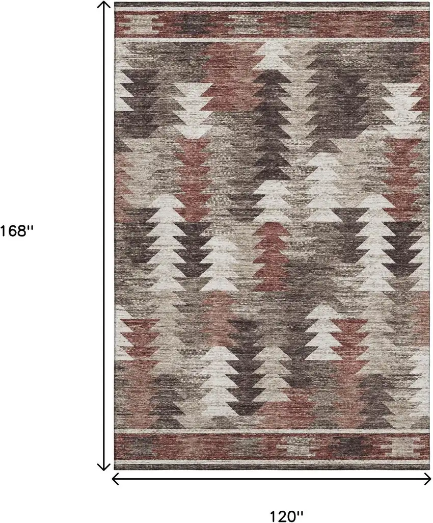 Chocolate Ivory And Rust Southwestern Washable Area Rug With UV Protection Photo 3