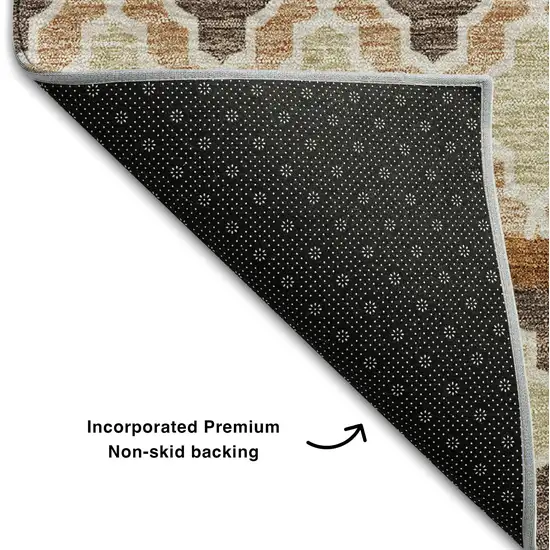 Chocolate Ivory And Taupe Ikat Washable Area Rug With UV Protection Photo 6