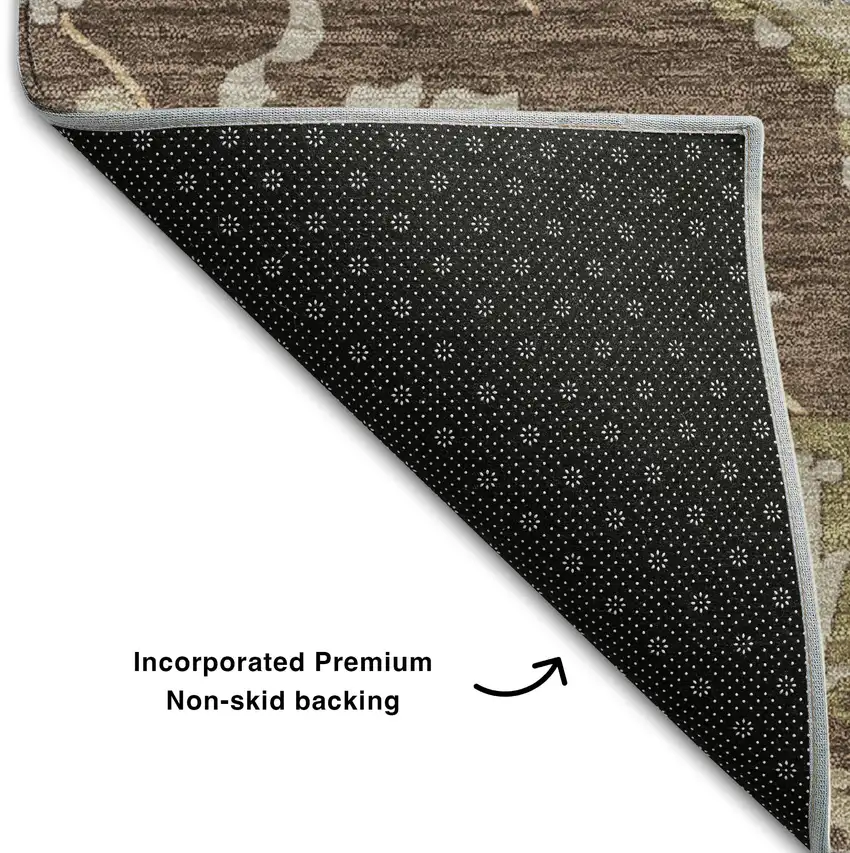 Chocolate Ivory And Taupe Oriental Washable Area Rug With UV Protection Photo 6