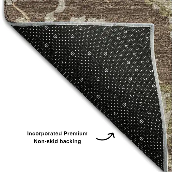 Chocolate Ivory And Taupe Oriental Washable Area Rug With UV Protection Photo 6