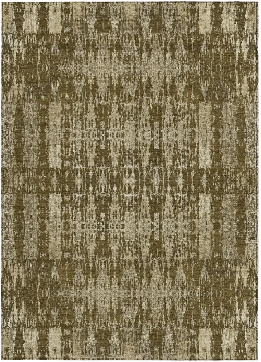 Chocolate Moroccan Washable Non Skid Indoor Outdoor Area Rug Photo 6