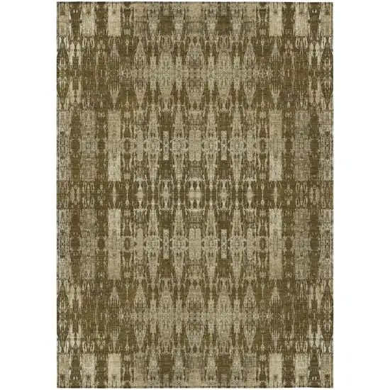 Chocolate Taupe And Beige Moroccan Washable Indoor Outdoor Area Rug Photo 2