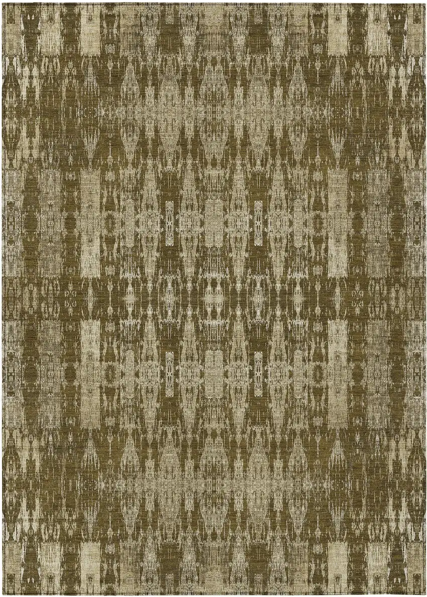 Chocolate Taupe And Beige Moroccan Washable Indoor Outdoor Area Rug Photo 2