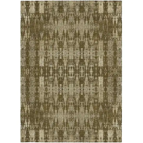 Chocolate Moroccan Washable Non Skid Indoor Outdoor Area Rug Photo 5