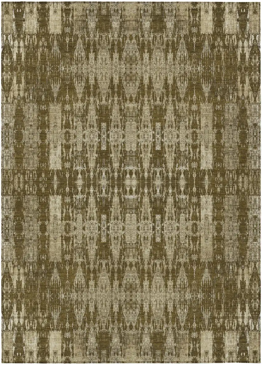 Chocolate Moroccan Washable Non Skid Indoor Outdoor Area Rug Photo 2