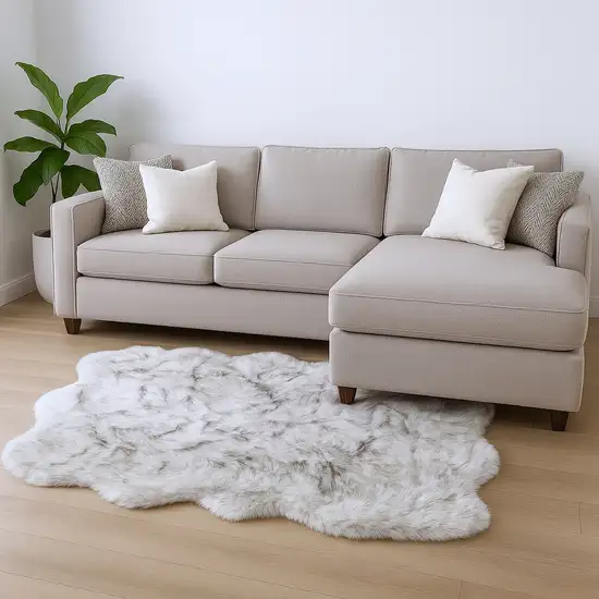 Chocolate Faux Sheepskin Ombre Shag Washable Area Rug Photo 1