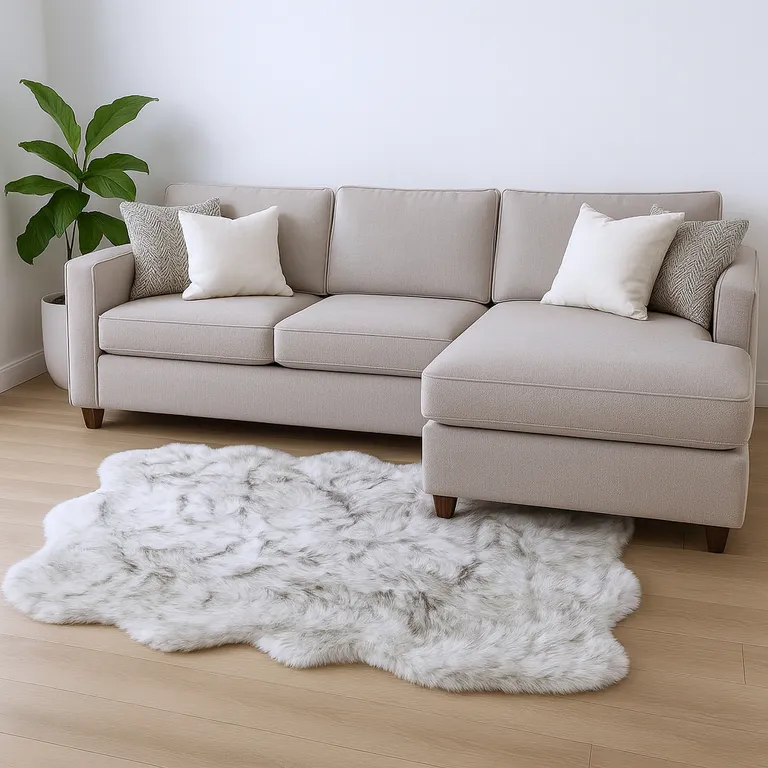 Chocolate Ombre Faux Sheepskin Non Skid Area Rug Photo 2