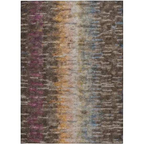 Chocolate Orange And Purple Abstract Washable Indoor Outdoor Area Rug Photo 4