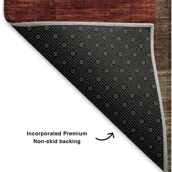Chocolate Orange And Rust Geometric Washable Area Rug With UV Protection Photo 5