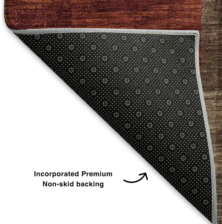 Chocolate Orange And Rust Geometric Washable Area Rug With UV Protection Photo 4