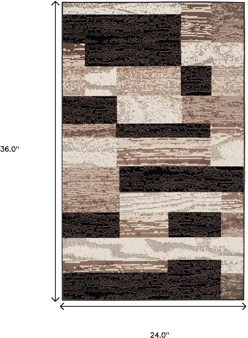 Chocolate Patchwork Power Loom Stain Resistant Area Rug Photo 6