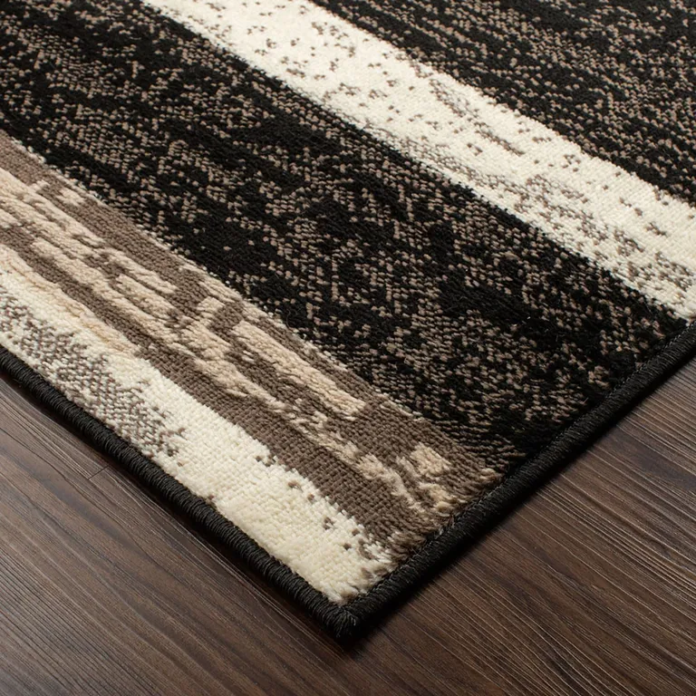 Chocolate Patchwork Power Loom Stain Resistant Area Rug Photo 4