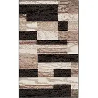 Photo of Chocolate Patchwork Power Loom Stain Resistant Area Rug