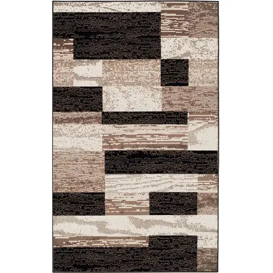 Black Brown And Beige Patchwork Area Rug Photo 2