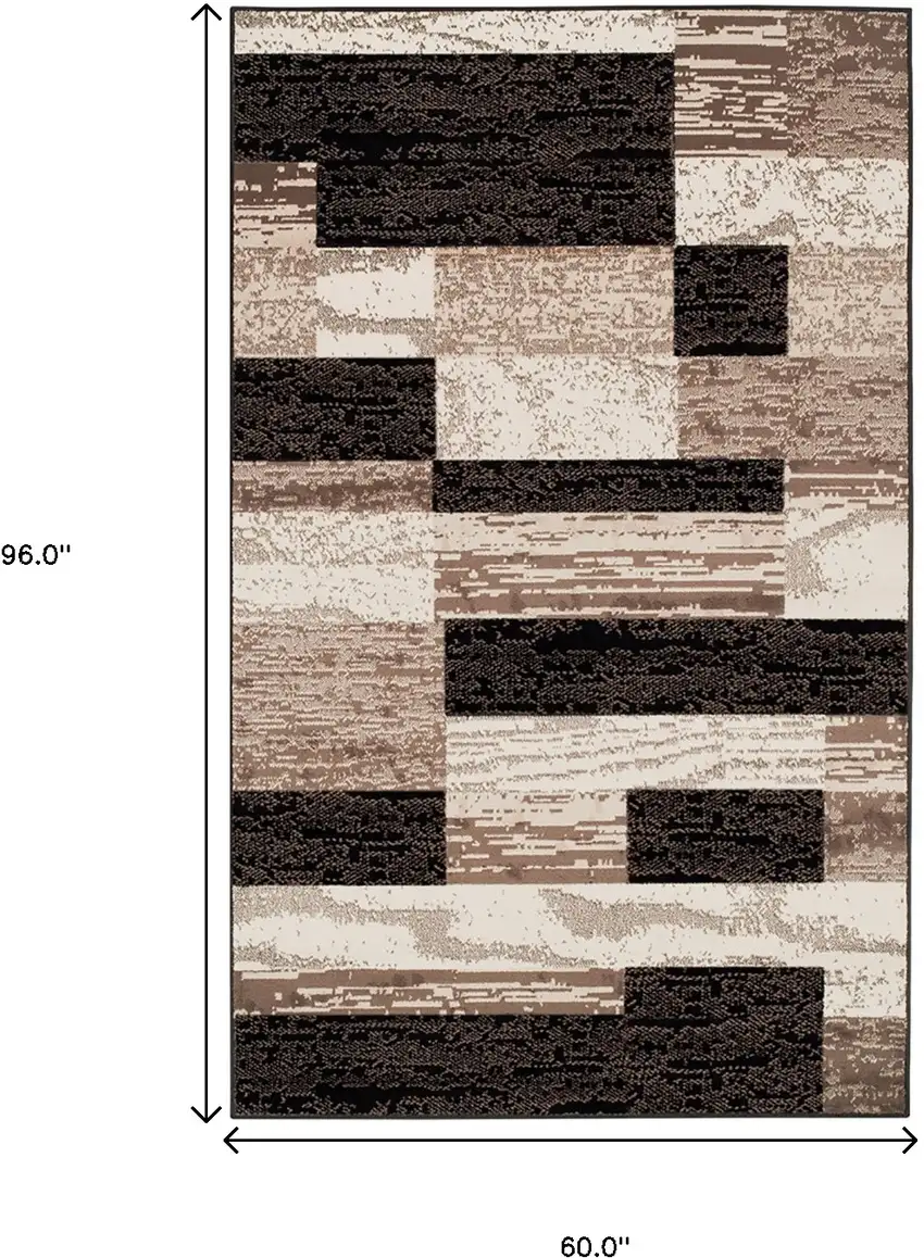 Black Brown And Beige Patchwork Area Rug Photo 3