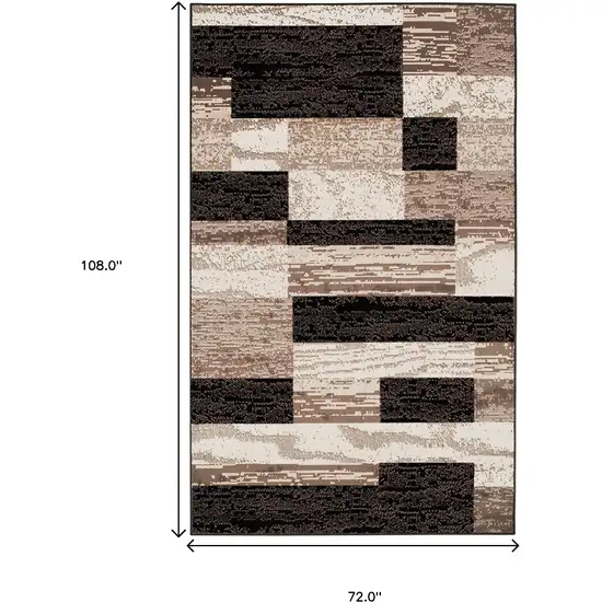 Black Brown And Beige Patchwork Area Rug Photo 3