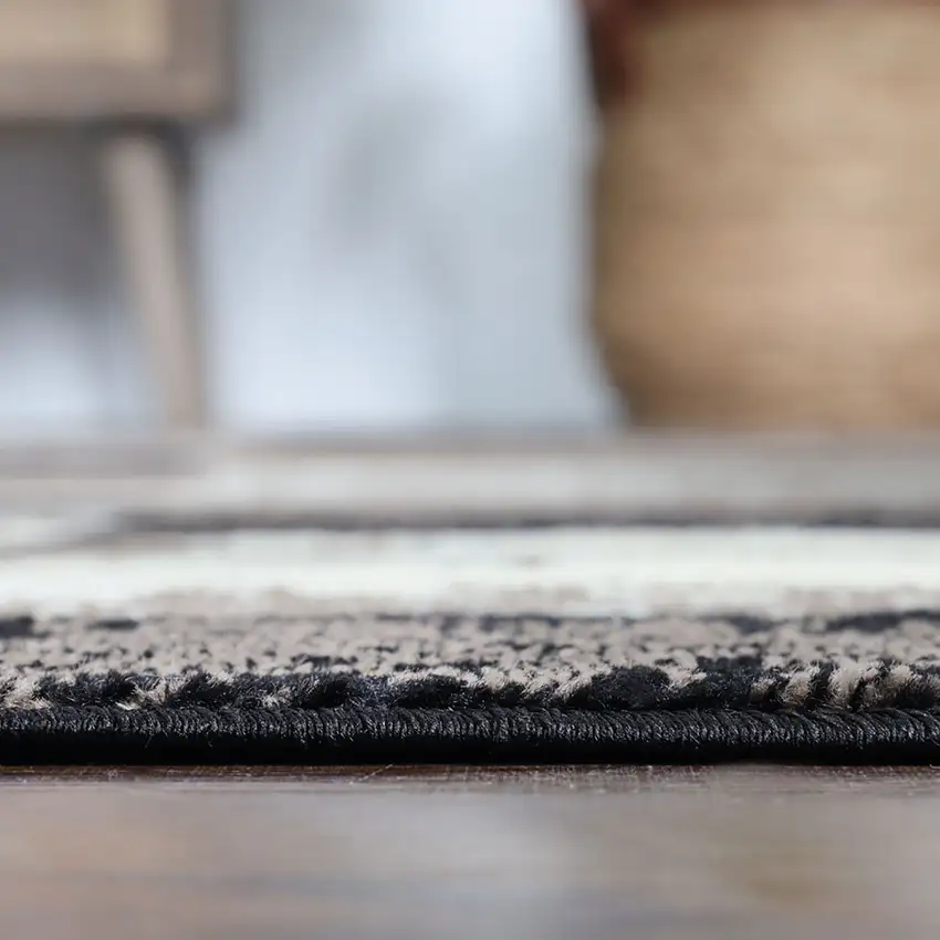 Black Brown And Beige Patchwork Area Rug Photo 6