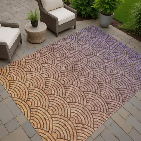 Chocolate Purple And Mauve Geometric Washable Indoor Outdoor Area Rug Photo 6