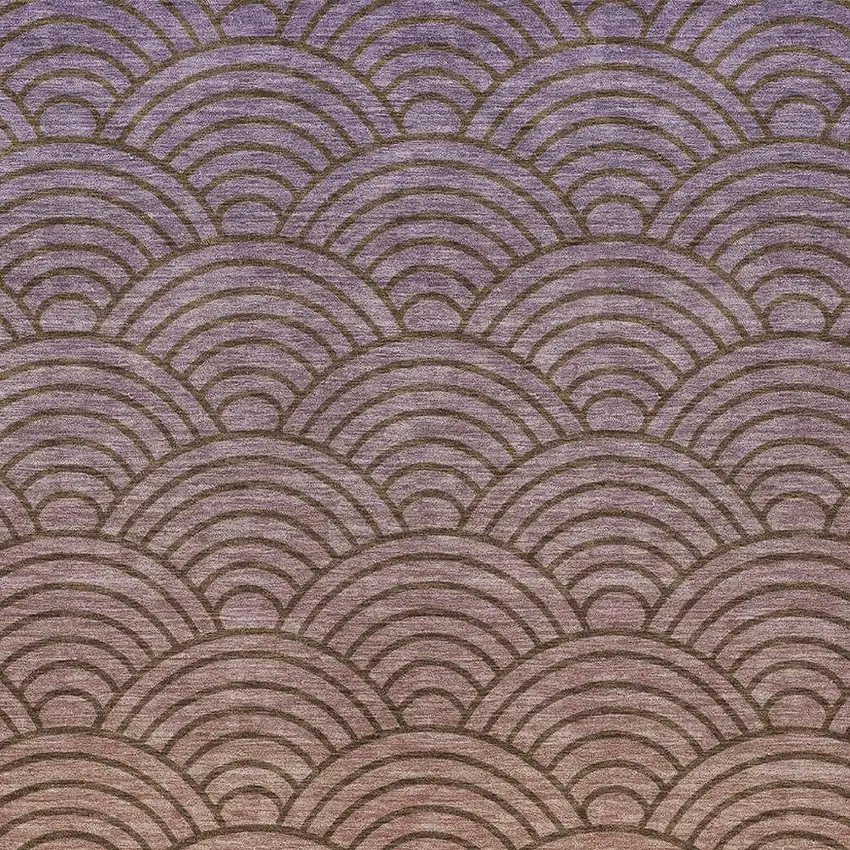 Chocolate Purple And Mauve Geometric Washable Indoor Outdoor Area Rug Photo 2